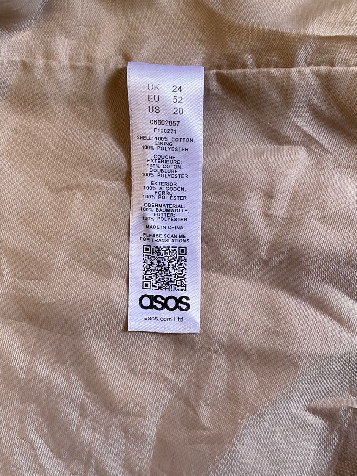 ASOS Beige & Pink Hooded Utility Parka Jacket