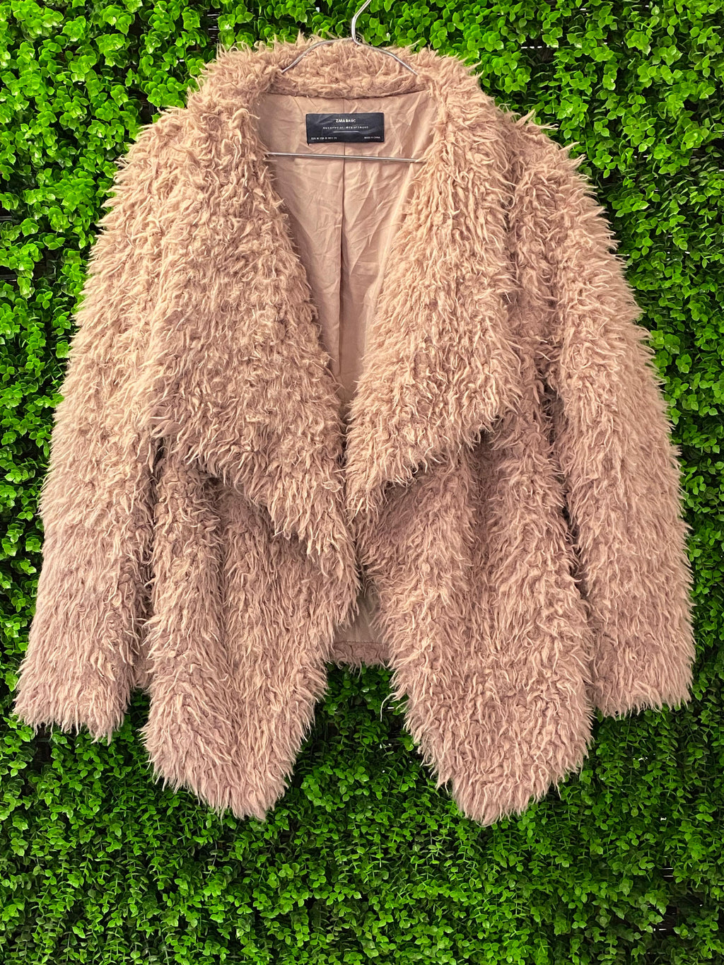 Zara Basic Blush Pink Shaggy Faux Fur Jacket