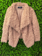 Zara Basic Blush Pink Shaggy Faux Fur Jacket
