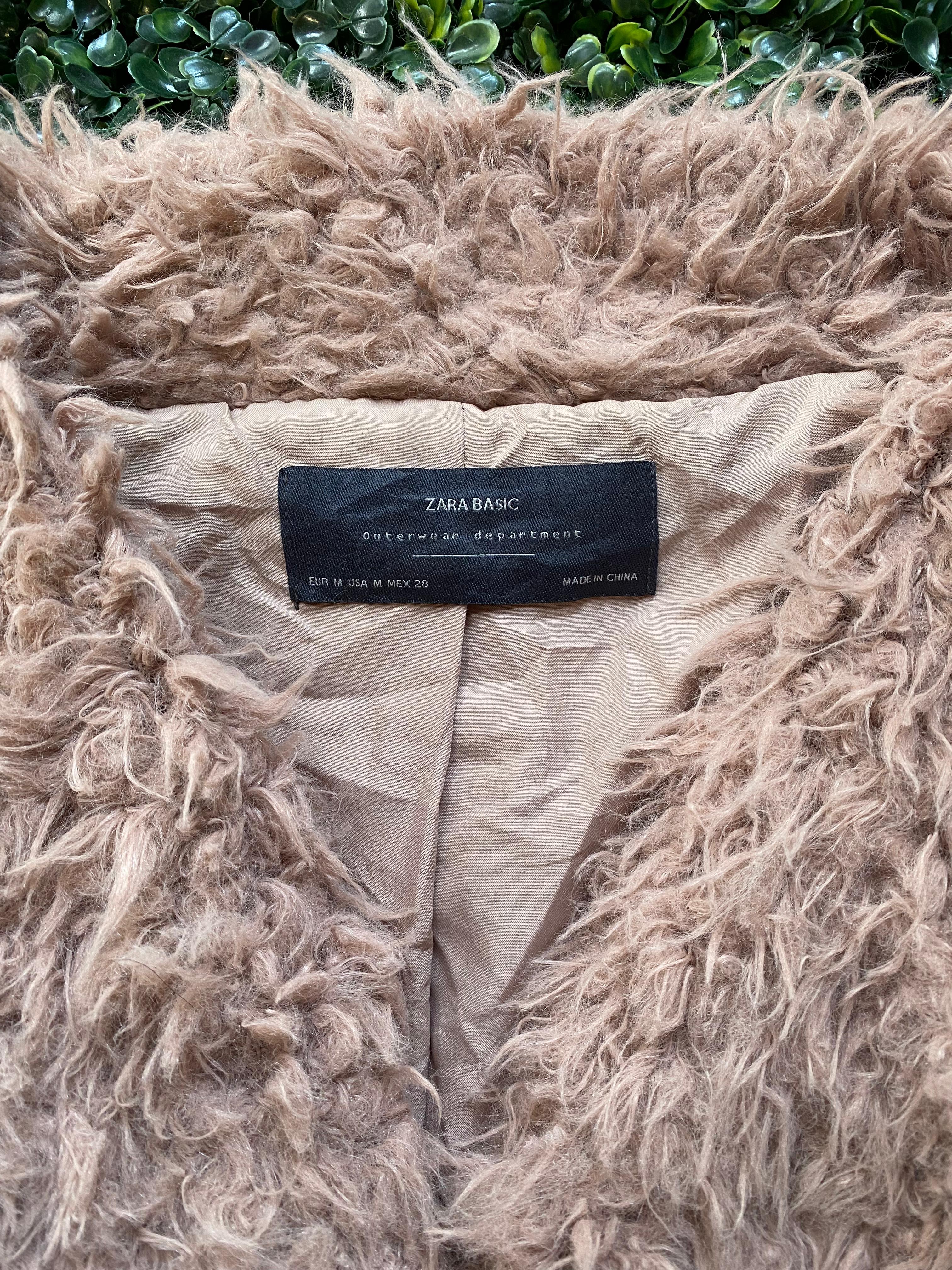 Zara Basic Blush Pink Shaggy Faux Fur Jacket