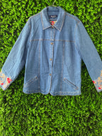 Denim & Co Floral Embroidered Denim Jacket