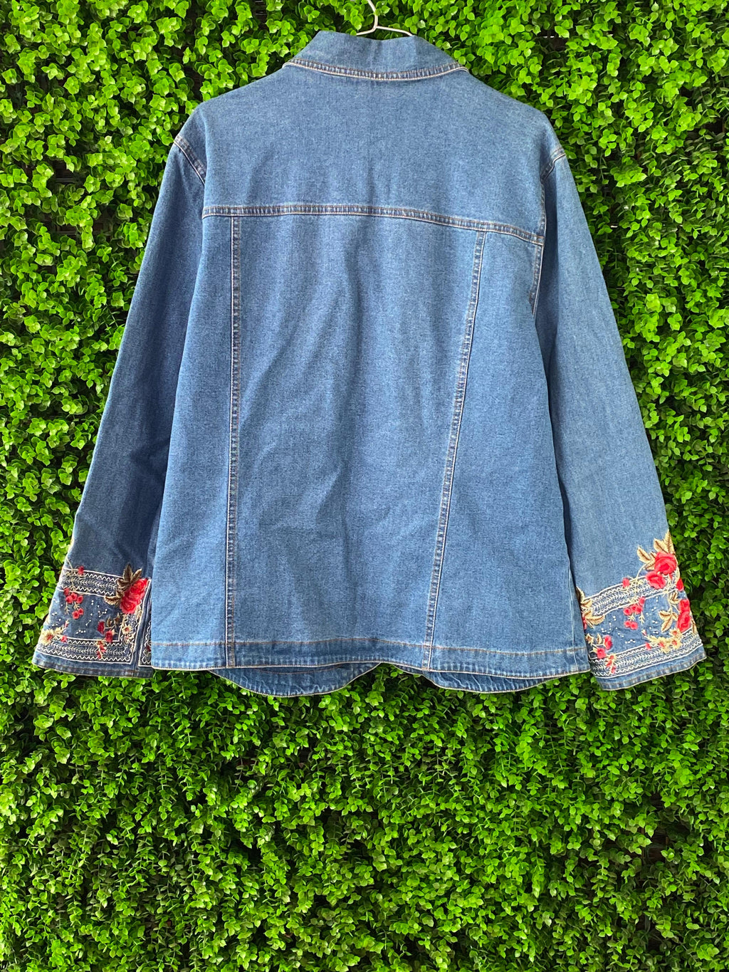 Denim & Co Floral Embroidered Denim Jacket