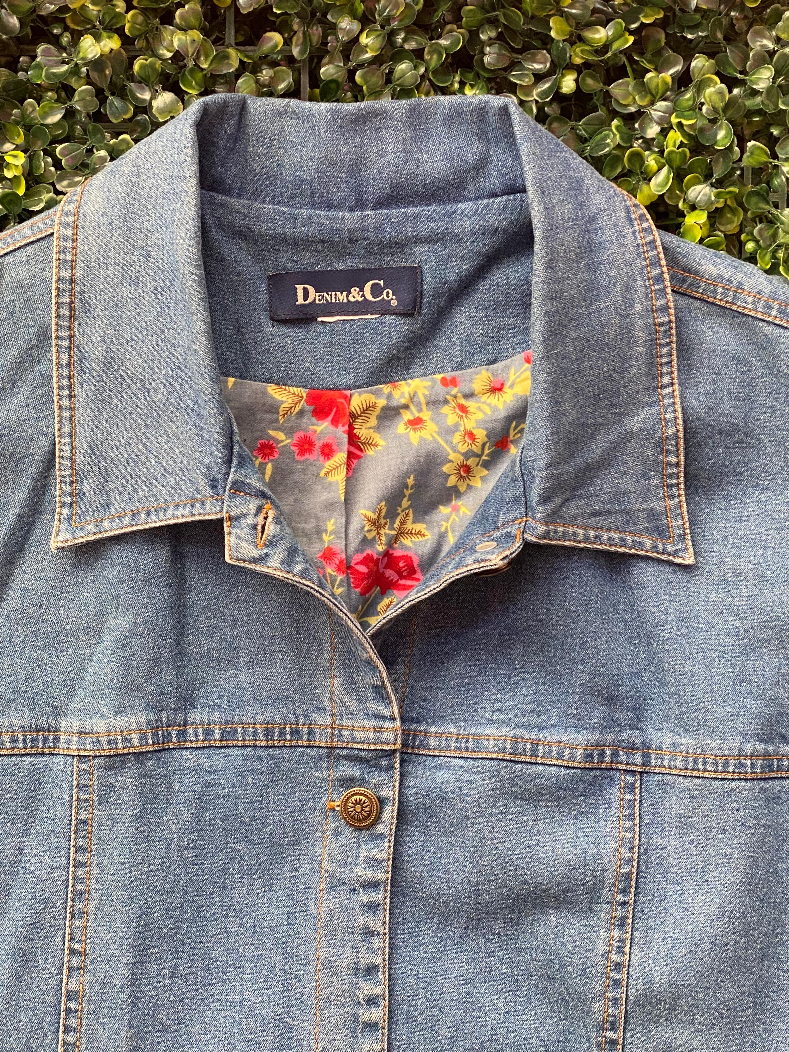 Denim & Co Floral Embroidered Denim Jacket