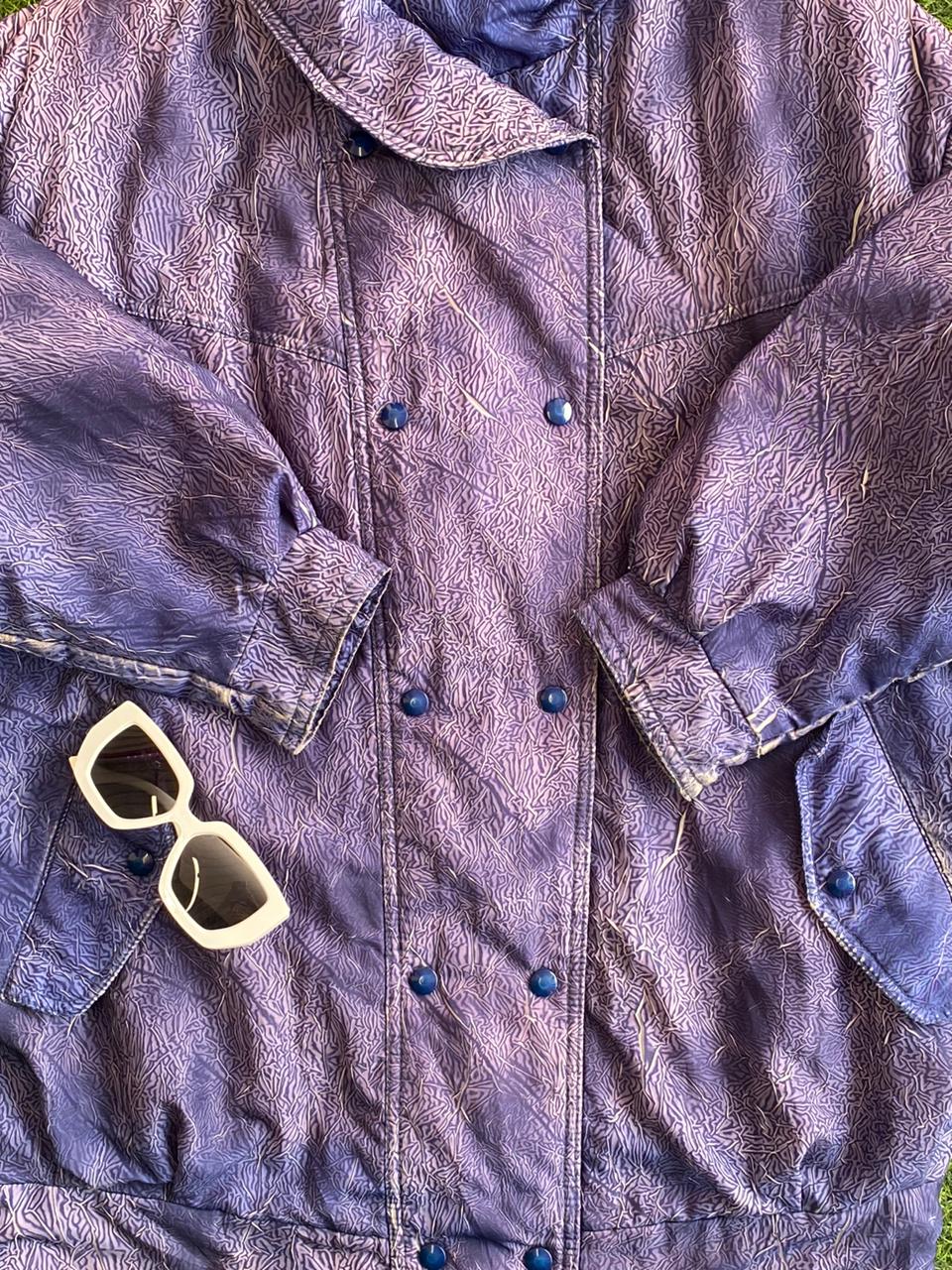 Purple Vintage Hooded Jacket with Pockets