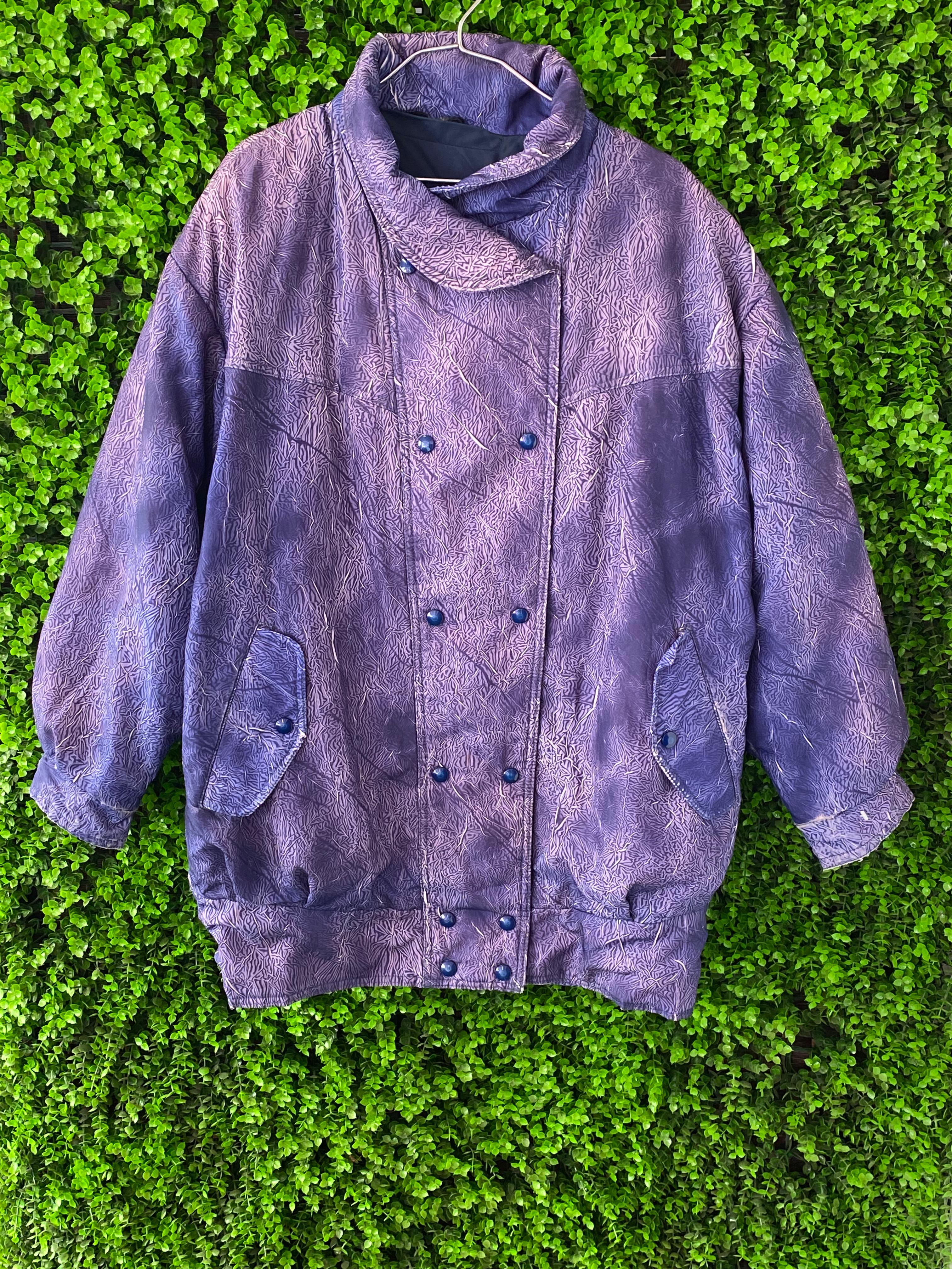 Purple Vintage Hooded Jacket with Pockets