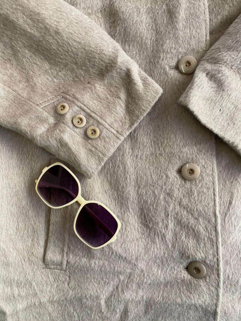 Canda Beige Alpaca Wool Blend Coat