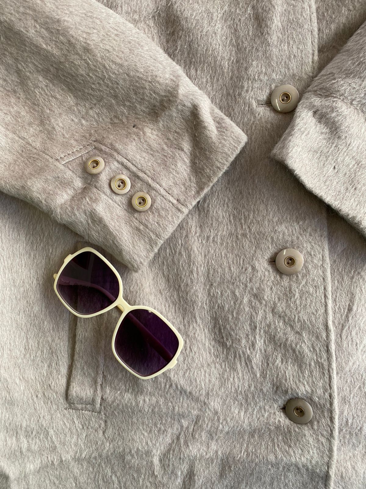 Canda Beige Alpaca Wool Blend Coat