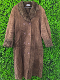 Cobra Moda Brown Corduroy Faux Fur Trim Coat