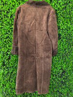 Cobra Moda Brown Corduroy Faux Fur Trim Coat