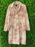 Tan Tie-Dye Faux Suede Long Coat