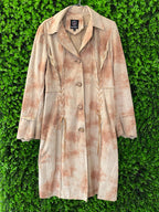 Tan Tie-Dye Faux Suede Long Coat