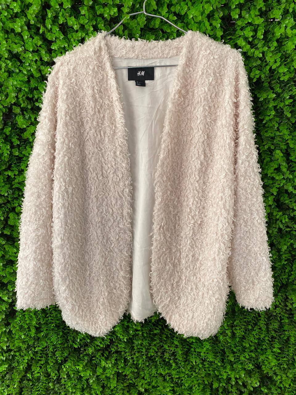 H&M Cream Curly Faux Fur Jacket