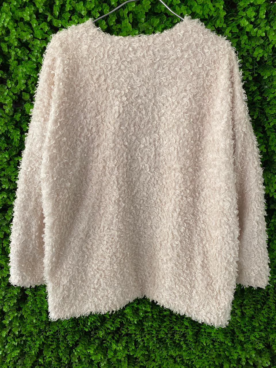 H&M Cream Curly Faux Fur Jacket