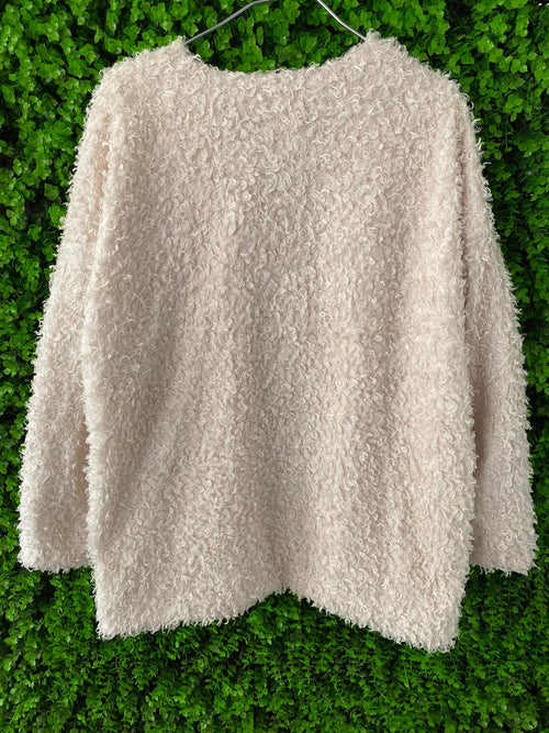 H&M Cream Curly Faux Fur Jacket