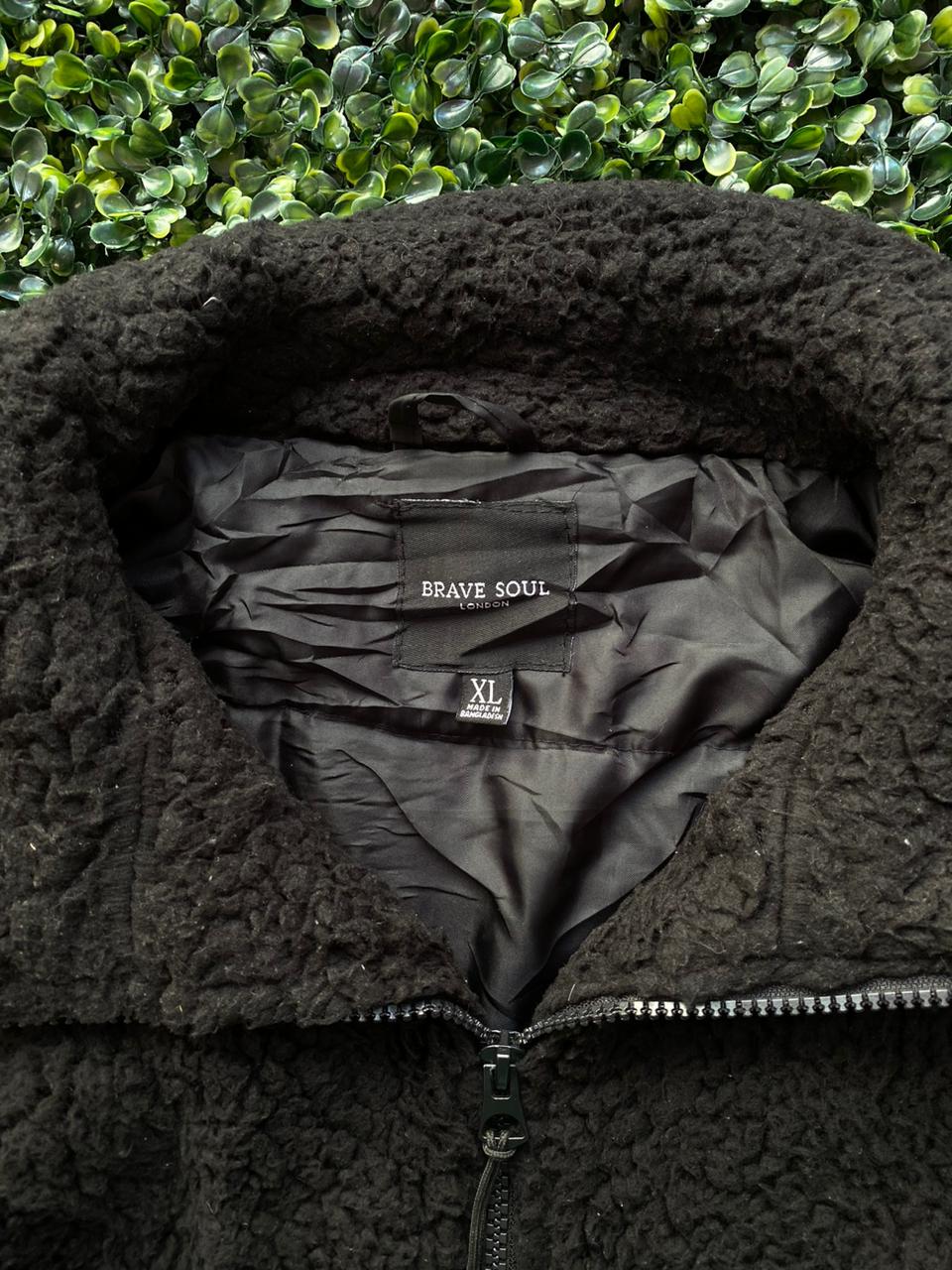 Brave Soul Black Teddy Fleece Jacket