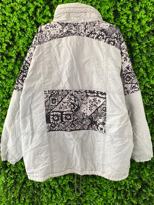 Shamp White & Black Patterned Padded Jacket