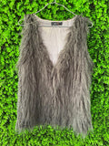 FB Sister Grey Faux Fur Sleeveless Gilet