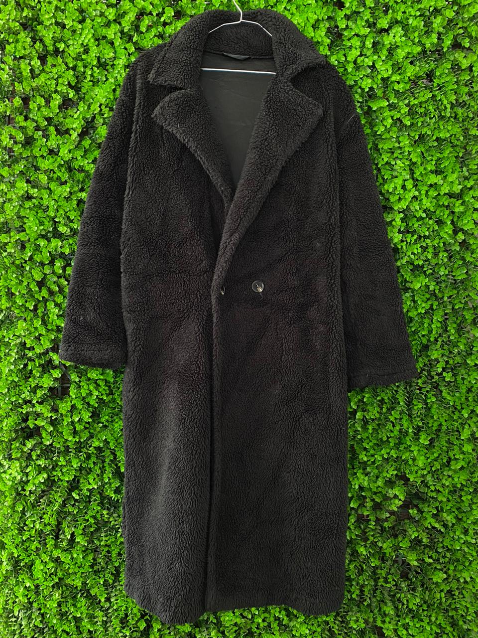Black Teddy Borg Longline Coat