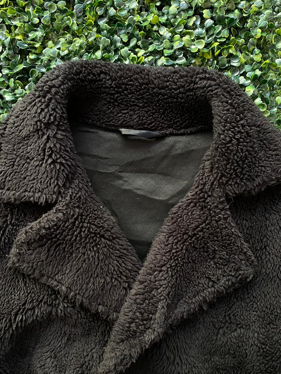 Black Teddy Borg Longline Coat
