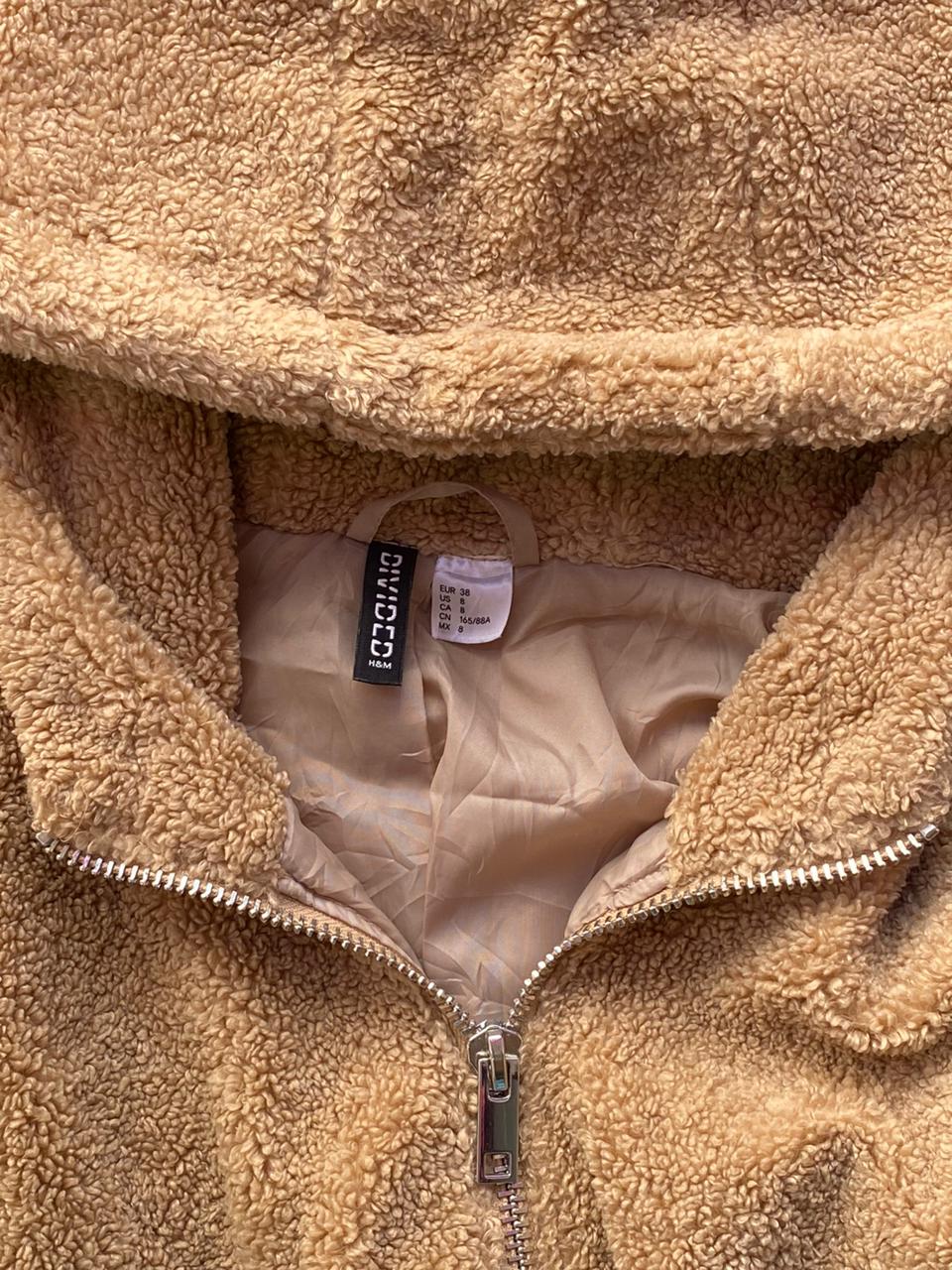 H&M Camel Teddy Hooded Jacket