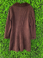 Biye Brown Faux Suede Faux Fur Collar Coat