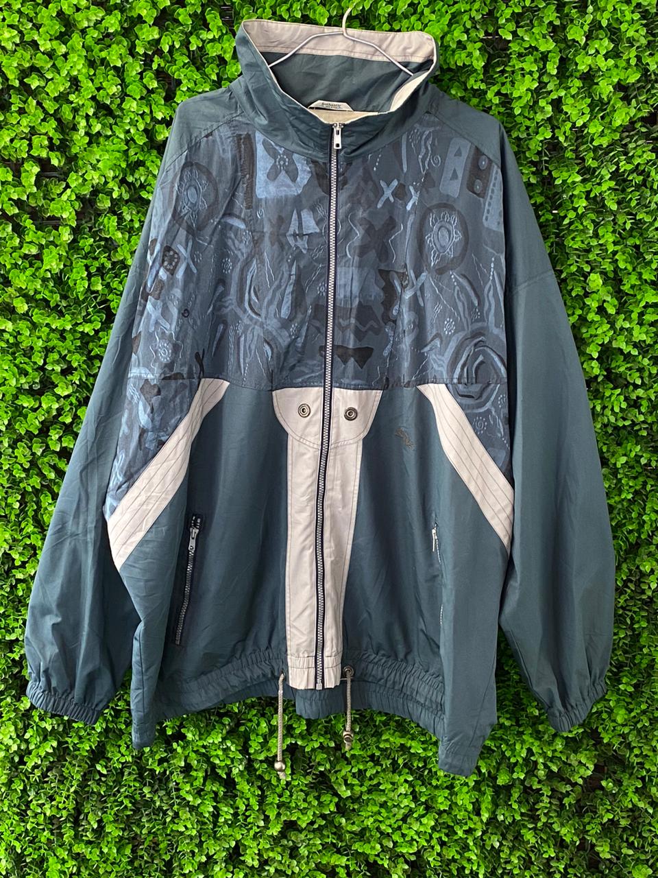 Authentic Collection Teal Abstract Print Zip-Up Jacket