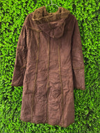 Brown Hooded Faux Suede & Faux Fur Trim Coat
