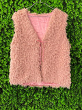 Dusty Pink Shaggy Faux Fur Vest