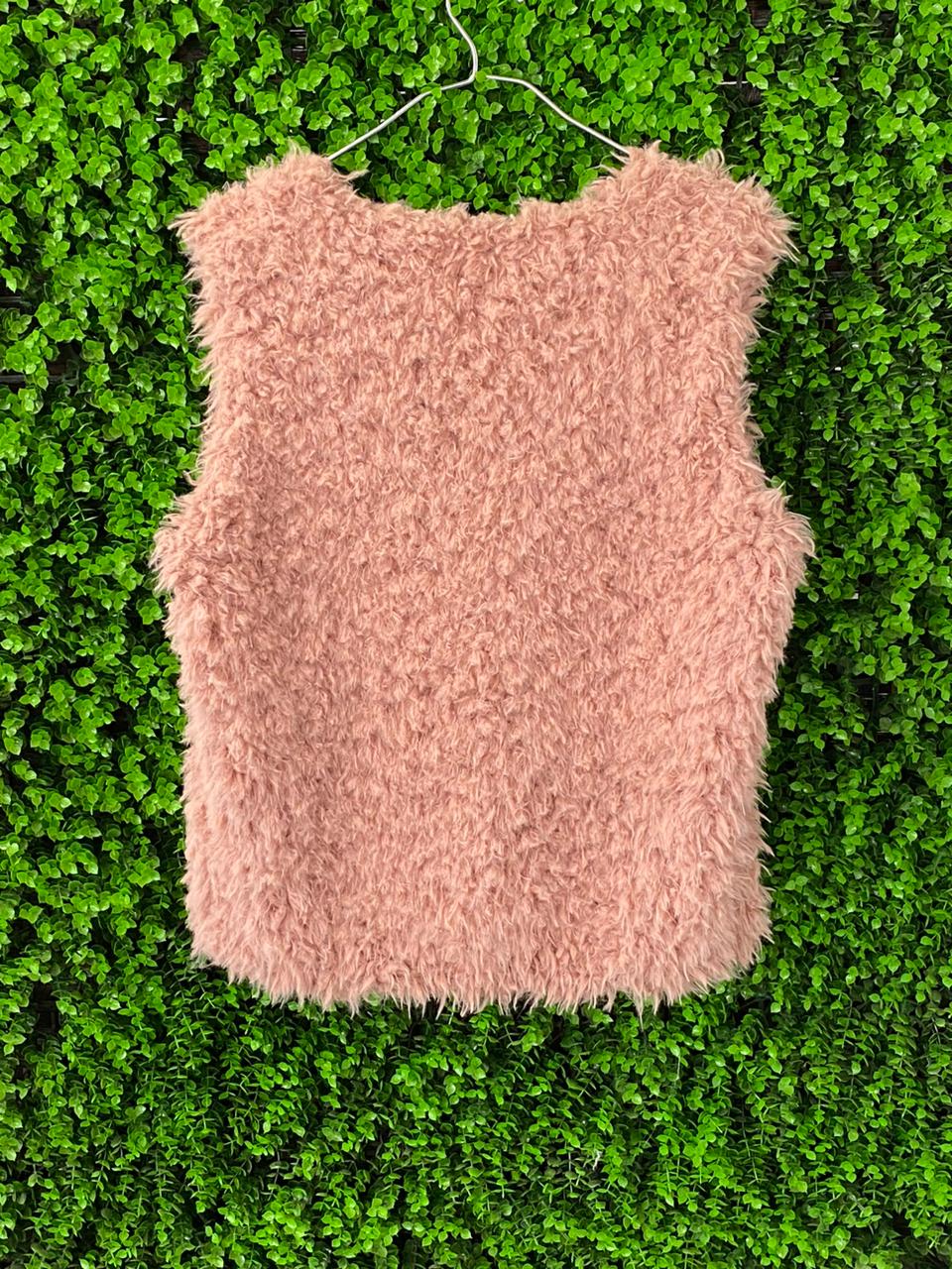 Dusty Pink Shaggy Faux Fur Vest