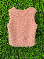 Dusty Pink Shaggy Faux Fur Vest