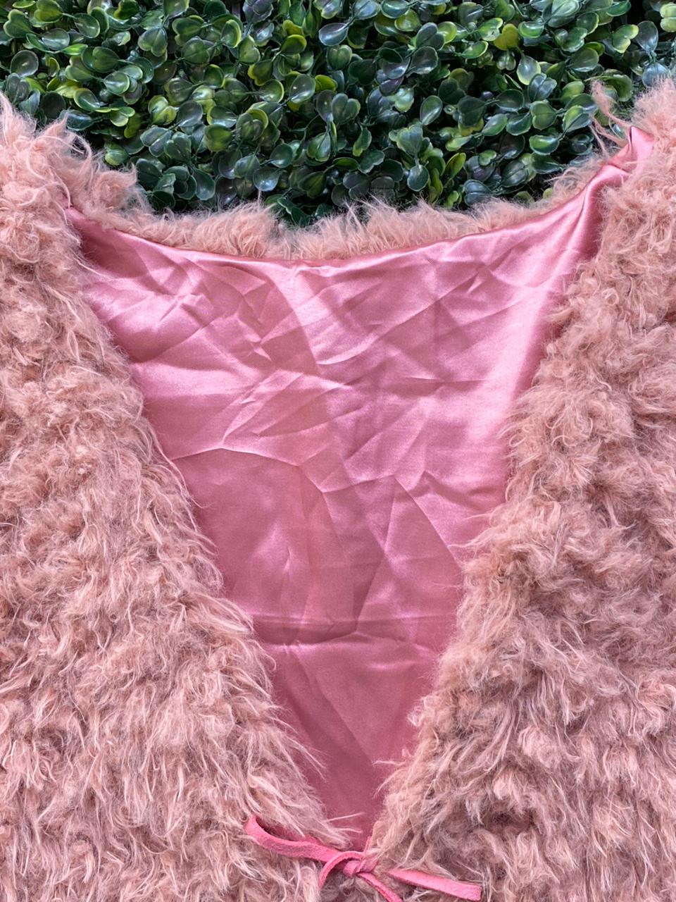 Dusty Pink Shaggy Faux Fur Vest