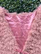 Dusty Pink Shaggy Faux Fur Vest