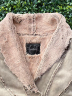 Leidiro Taupe Faux Suede Faux Fur Jacket