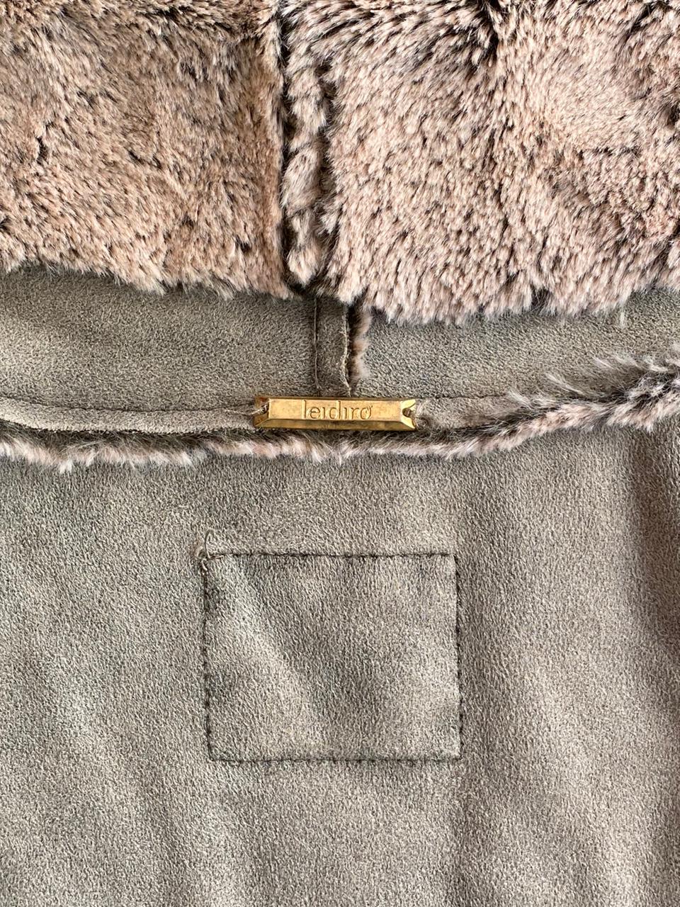 Leidiro Taupe Faux Suede Faux Fur Jacket