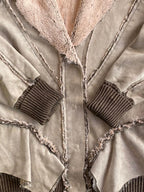 Leidiro Taupe Faux Suede Faux Fur Jacket
