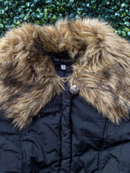 For Women Black Coat with Faux Fur Collar