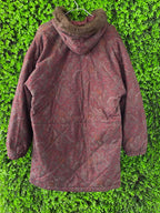 Burgundy Paisley Hooded Coat