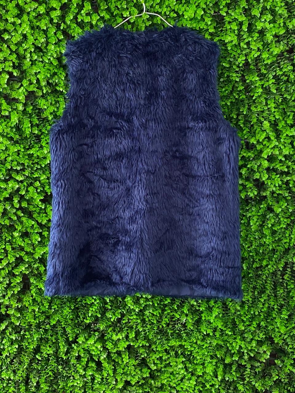 Navy Faux Fur Vest