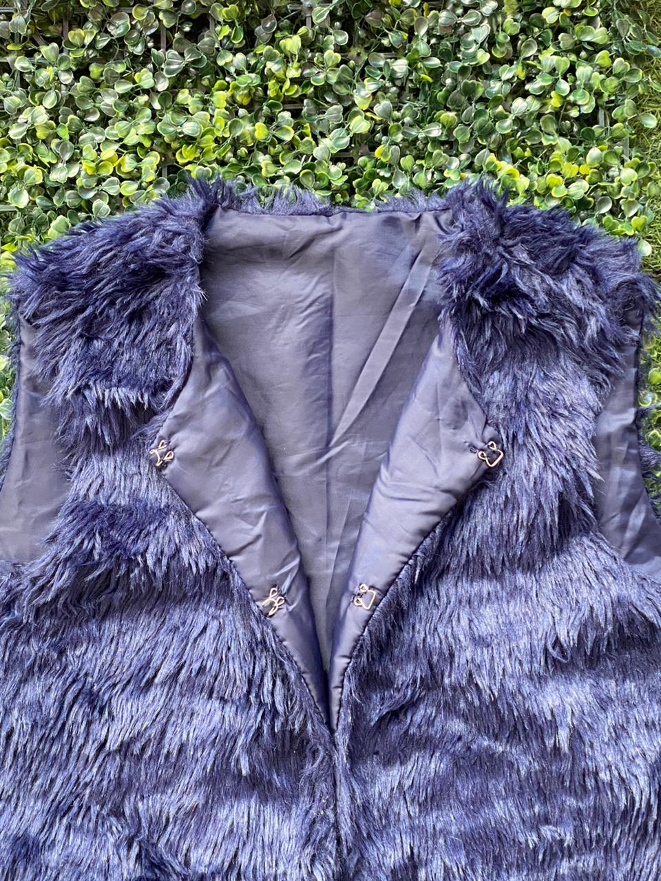 Navy Faux Fur Vest