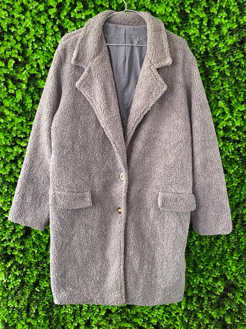 Grey Teddy Longline Coat