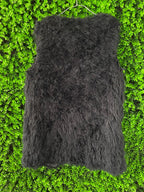 Honey Peach Black Faux Fur Longline Vest