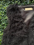 Honey Peach Black Faux Fur Longline Vest