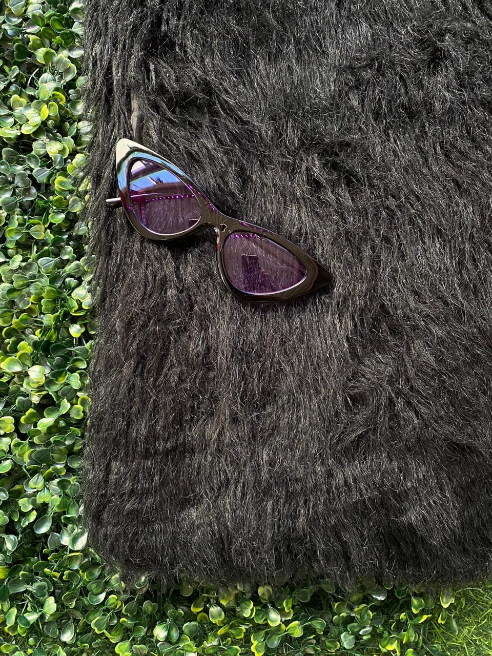 Honey Peach Black Faux Fur Longline Vest