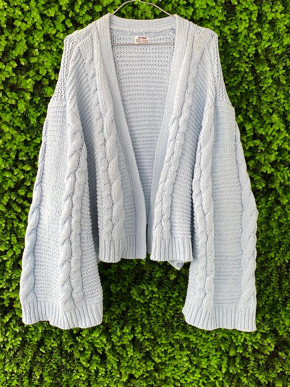 Light Blue Chunky Knit Cardigan