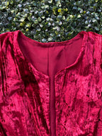 Red Velvet Longline Open Jacket