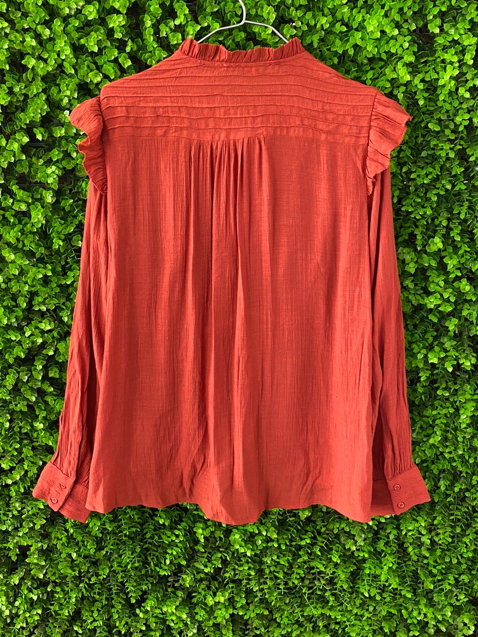 Zara Rust Ruffle Detail Blouse