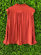 Zara Rust Ruffle Detail Blouse