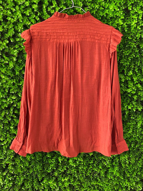 Zara Rust Ruffle Detail Blouse