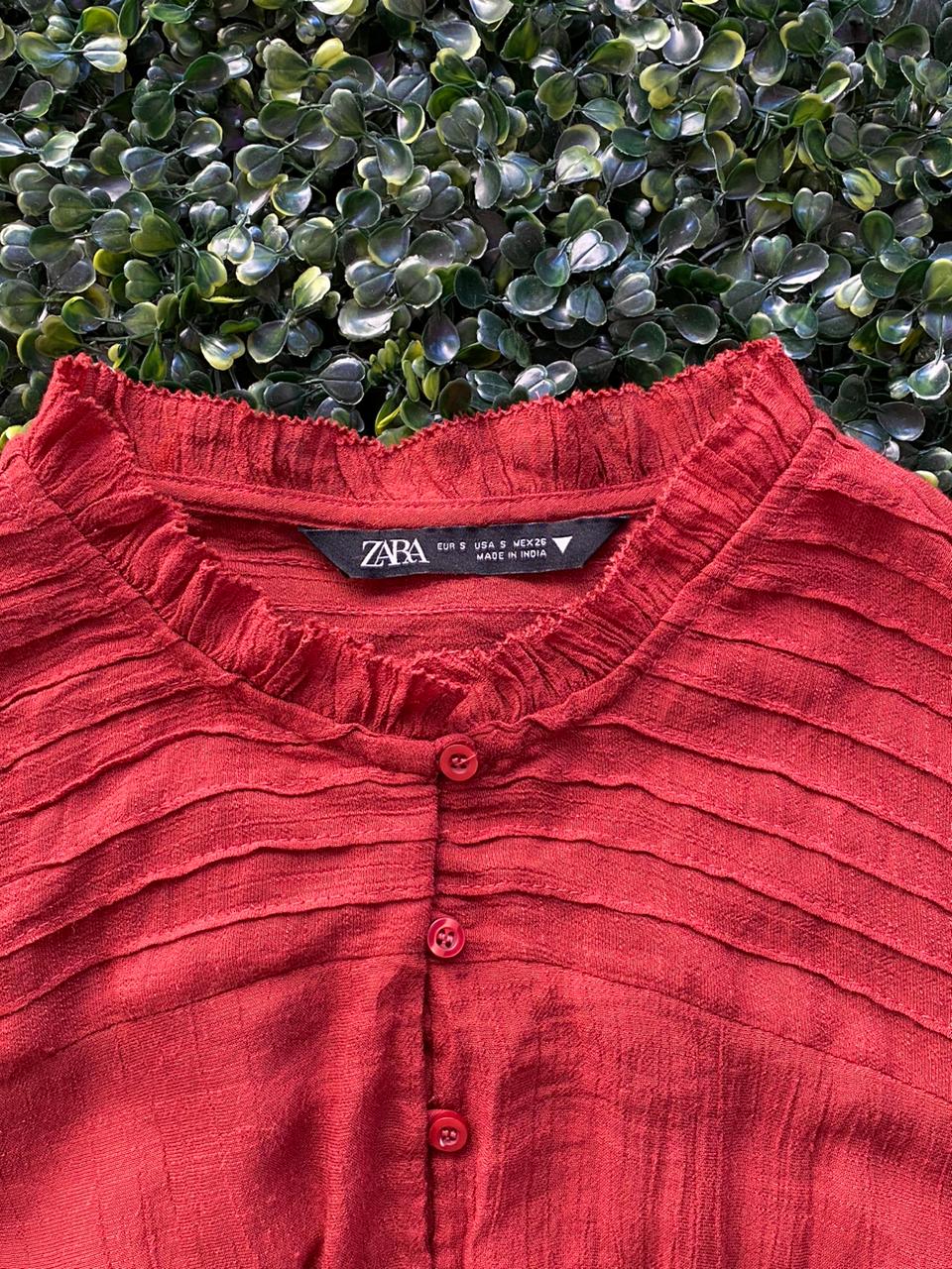 Zara Rust Ruffle Detail Blouse