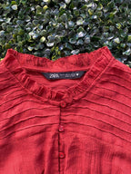 Zara Rust Ruffle Detail Blouse
